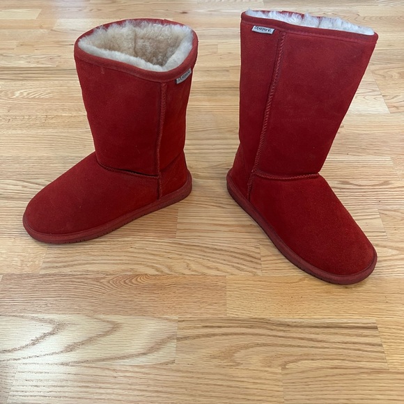 Bearpaw Emma Red Suede Boots Sz 10 - Picture 3 of 6